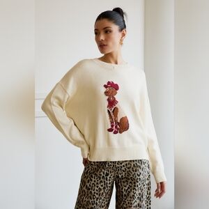 Western Cowboy Dog Print Knit Sweater
